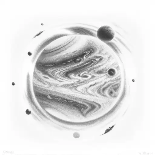 milky way galaxy with Jupiter, Mars, Satan, Venus and Mercury tattoo design idea