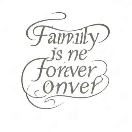 A small fine line tattoo saying family is forever in one line in cursive below the collarbone  tattoo design idea