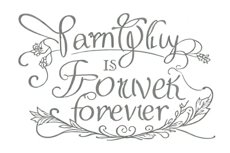 A small fine line tattoo saying family is forever in one line in cursive below the collarbone  tattoo design idea