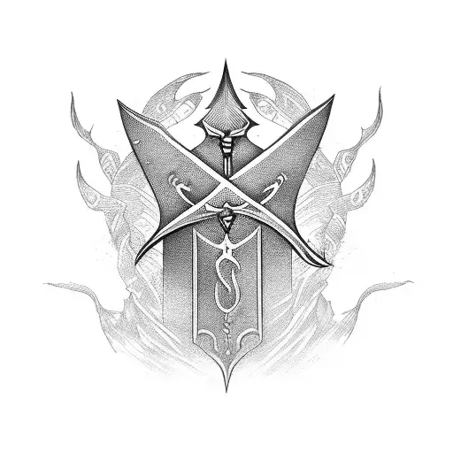 fantasy sword towers magician arm tattoo design idea
