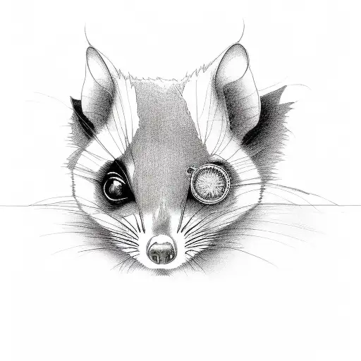 Opossum in cat ears tattoo design idea