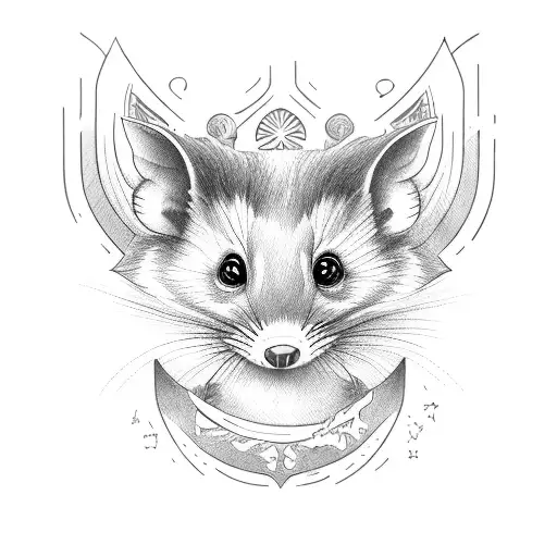 Opossum dressed as cat tattoo design idea