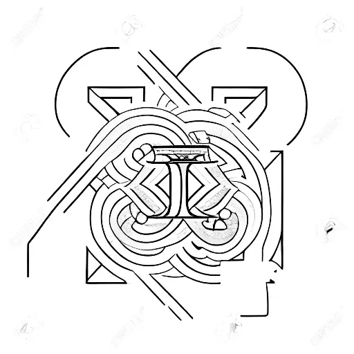 the letters E N M combined tattoo design idea