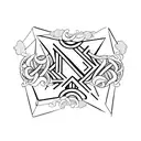 the letters E N M combined tattoo design idea