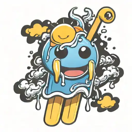 sun as popsicle melting smiley face tattoo design idea