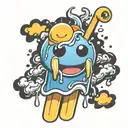 sun as popsicle melting smiley face tattoo design idea