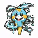 sun as popsicle melting smiley face tattoo design idea
