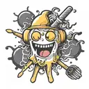 sun as popsicle melting smiley face tattoo design idea