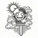 sun as popsicle melting with a smiley face tattoo design idea