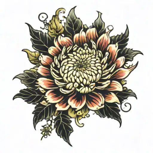 chrysanthemum art deco background   tattoo design idea