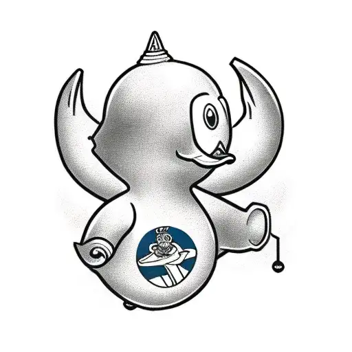 Old-school rubber duck with banner that says "Por Siempre"  tattoo design idea