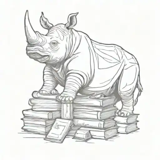 memorial rhino and books laos  tattoo design idea