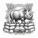 memorial rhino and books laos  tattoo design idea