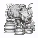 memorial rhino and books laos  tattoo design idea