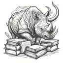 memorial rhino and books laos  tattoo design idea
