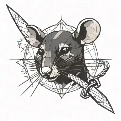 culprit rat smiling and holding a knife tattoo design idea