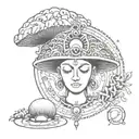 Using the word God with the design of the mushroom and the third eye and the seven human chakras in a fancy way with hap tattoo design idea