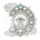 Using the word God with the design of the mushroom and the third eye and the seven human chakras in a fancy way with hap tattoo design idea