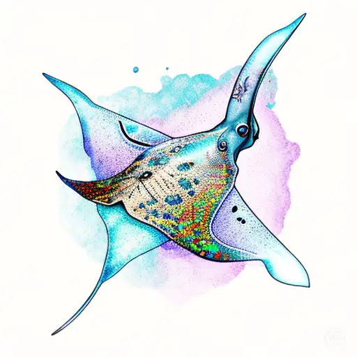 stingray manta ray and butterflies  tattoo design idea