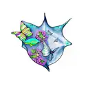 stingray manta ray and butterflies  tattoo design idea