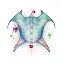 stingray manta ray and butterflies  tattoo design idea