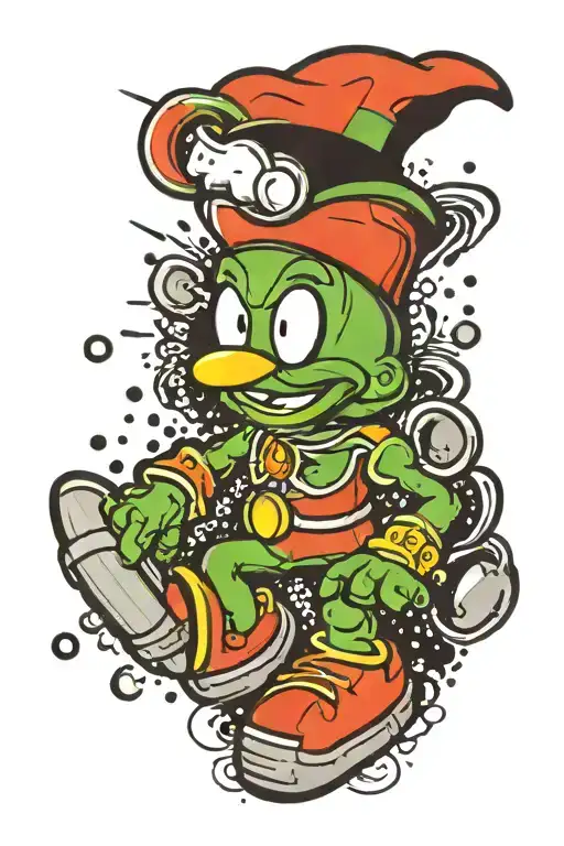 marvin the martian with bomb explosion tattoo design idea