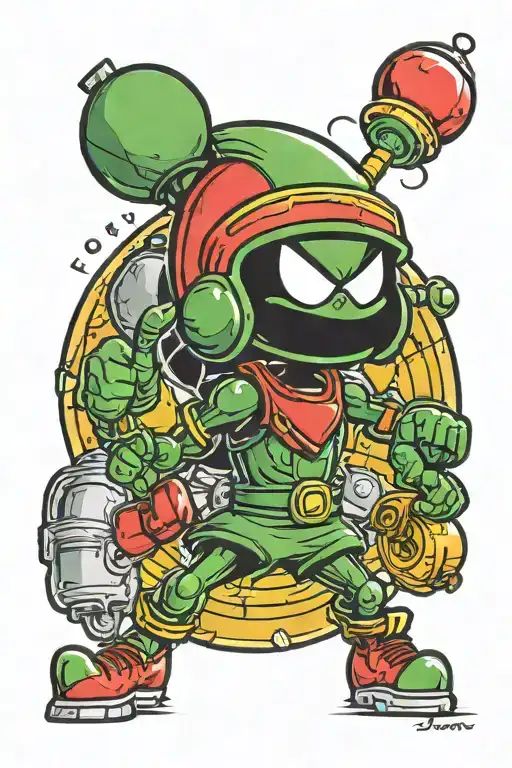 marvin the martian with bomb  tattoo design idea