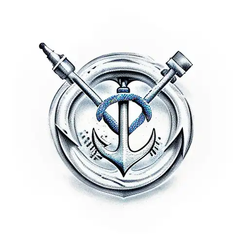 A realistic anchor with a pharmacy mortar and pestle entwined around it, symbolizing the intertwining of the client's passion for travel and their occupation in pharmacy tattoo design idea