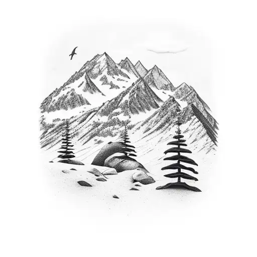 Mountain Scene, ocean tattoo design idea