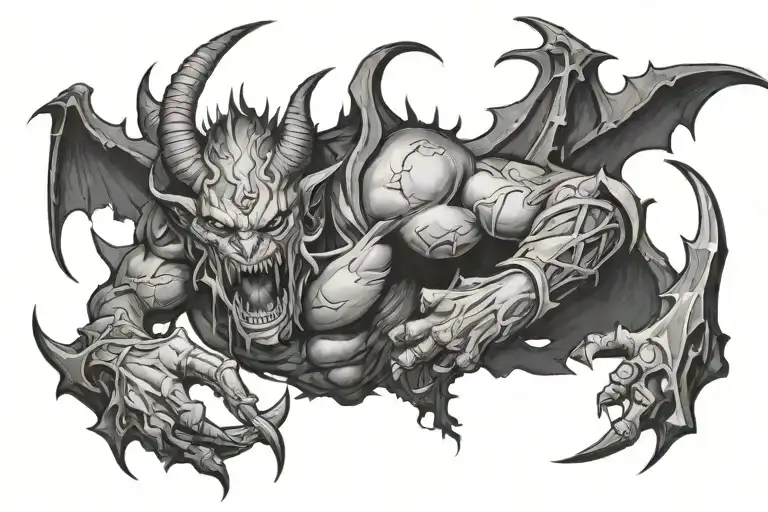 demon trapped in a dungeon  tattoo design idea
