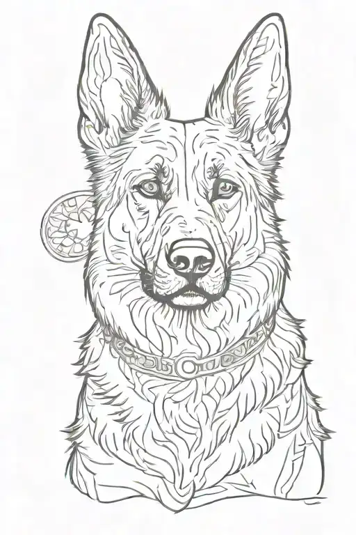 German shepherd silhouette tattoo design idea