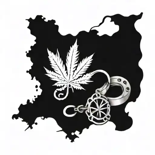 weed joint and handcuffs and the albania flags intertwined tattoo design idea