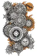 Gears of death and life, light and dark, shadow and brightness, moon and sun, luna and sol tattoo design idea