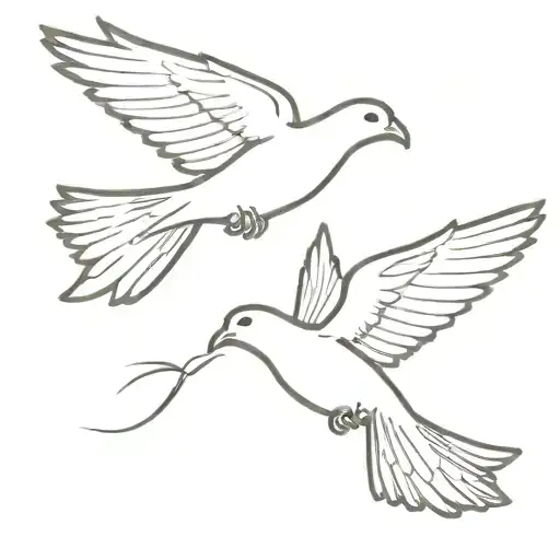 dove and raven flying tattoo design idea