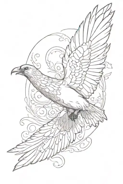flying dove and raven tattoo design idea