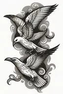 flying dove and raven tattoo design idea