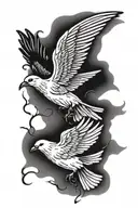 flying dove and raven tattoo design idea