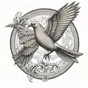 a dove and a raven flying tattoo design idea