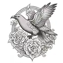 a dove and a raven flying tattoo design idea