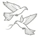 dove and raven flying tattoo design idea
