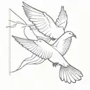 dove and raven flying tattoo design idea