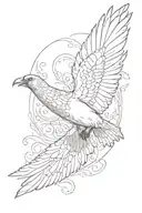 flying dove and raven tattoo design idea