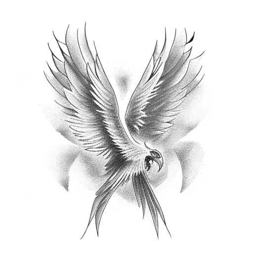 Phoenix flying around a cross tattoo design idea
