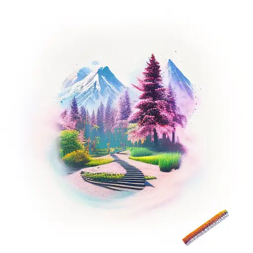 Incorporate elements from Oregon's landscape into a new-school tattoo inspired by gaming tattoo design idea
