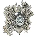 Make a mix between the Ukrainian emblem and the United States emblem as a tattoo  tattoo design idea