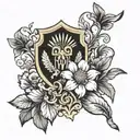 Make a mix between the Ukrainian emblem and the United States emblem as a tattoo  tattoo design idea