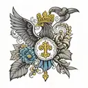 Make a mix between the Ukrainian emblem and the United States emblem as a tattoo  tattoo design idea