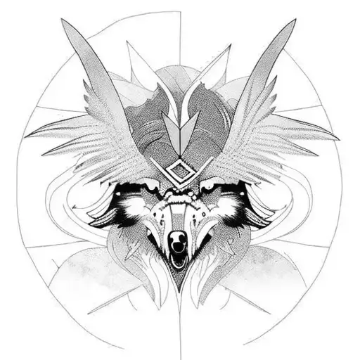 Combine Norse mythology raven and wolves with bindrunes  tattoo design idea