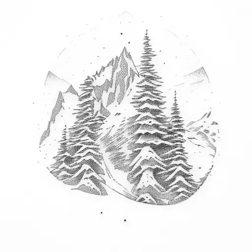 snowboard chairlift mountain tattoo design idea