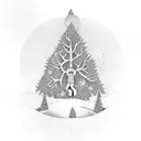 snowboarder tree tattoo design idea